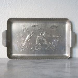 Vintage Small Vanity Tray with Bird Design